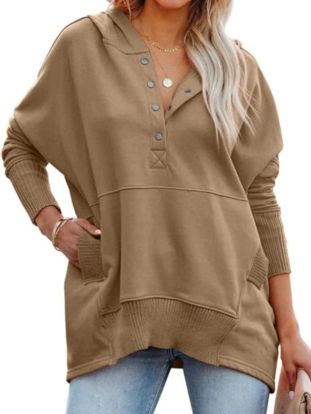 Women's Casual Long Sleeve Sweatshirt Half Zip Pullover Tops L